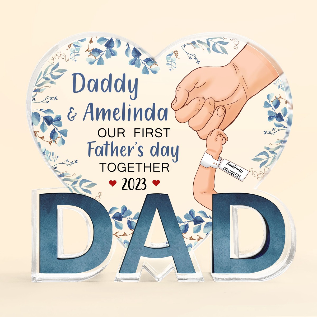 first-father-s-day-together-personalized-custom-dad-shaped-acrylic-plaque