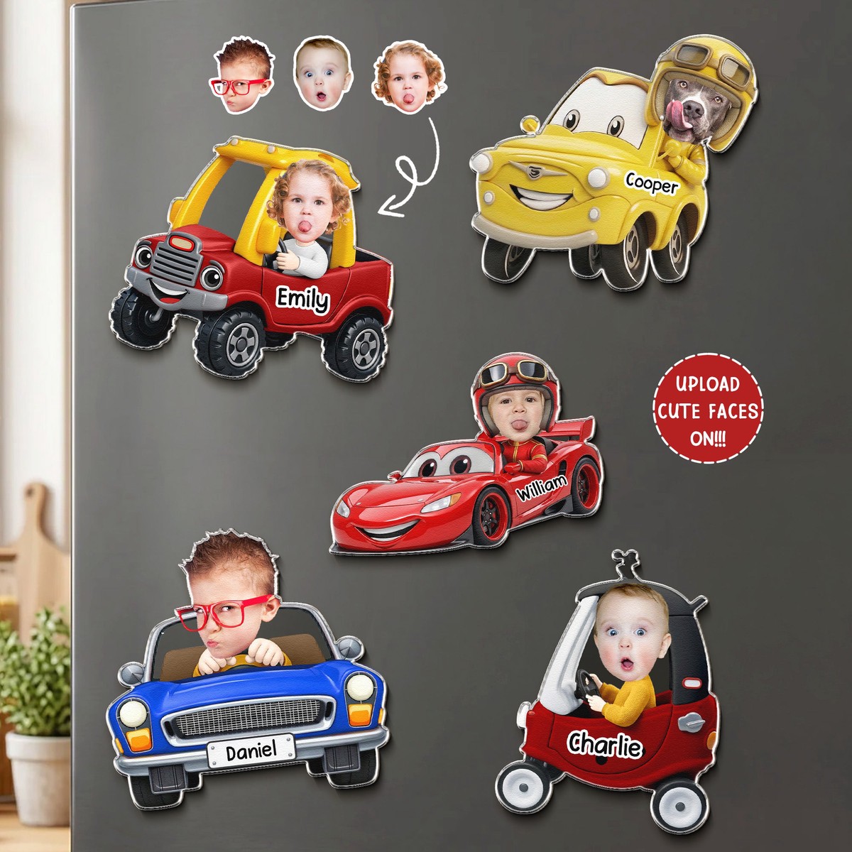 custom-cute-kids-face-racing-cars-personalized-magnet
