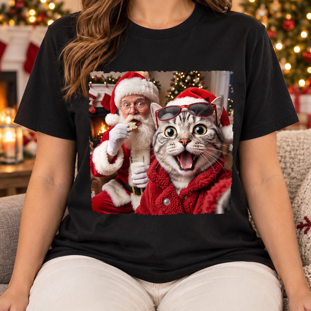 selfie-with-santa-funny-christmas-gift-personalized-shirt