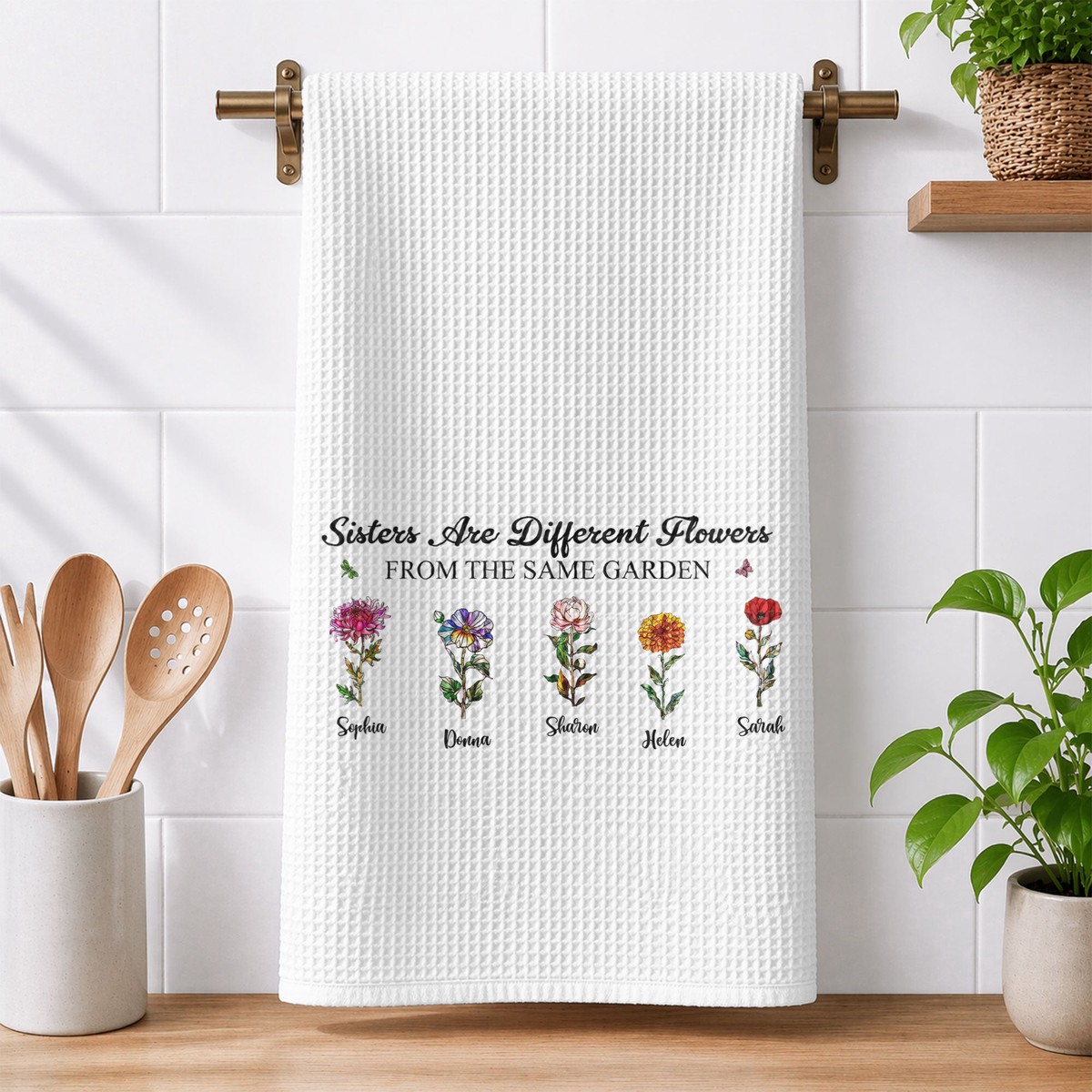 sisters-are-different-flowers-gift-for-her-personalized-kitchen-towel