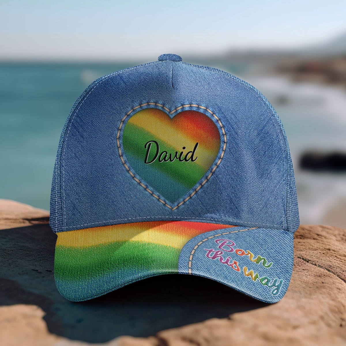 born-this-way-rainbow-heart-personalized-classic-cap