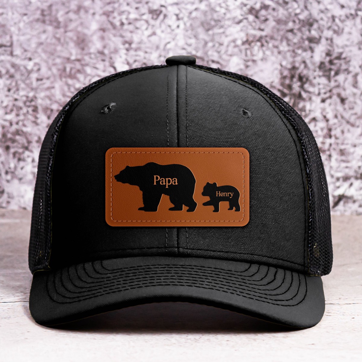 papa-bear-personalized-leather-patch-hat