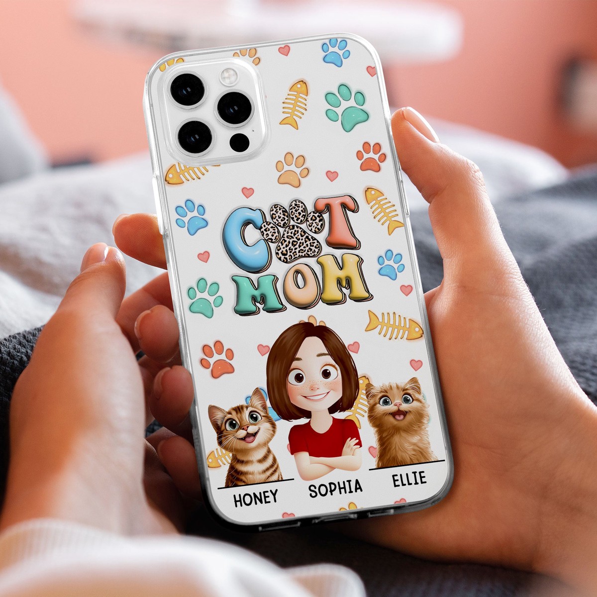 cat-mom-3d-style-pattern-personalized-clear-phone-case