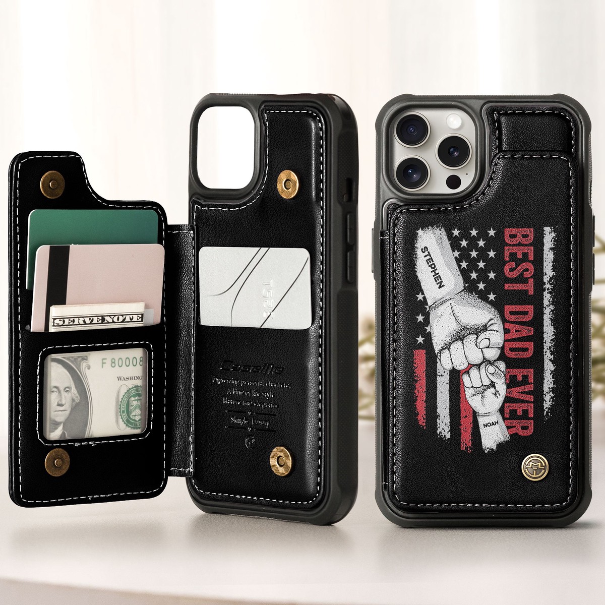 best-dad-ever-vintage-version-personalized-leather-flip-wallet-phone-case