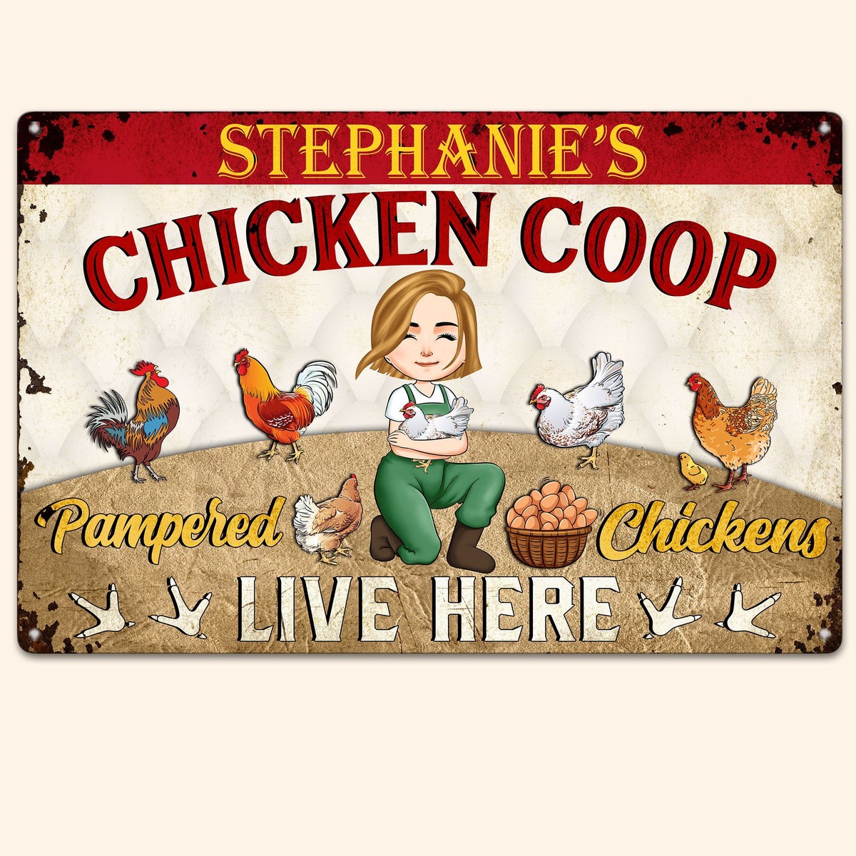 pampered-chickens-live-here-personalized-metal-sign