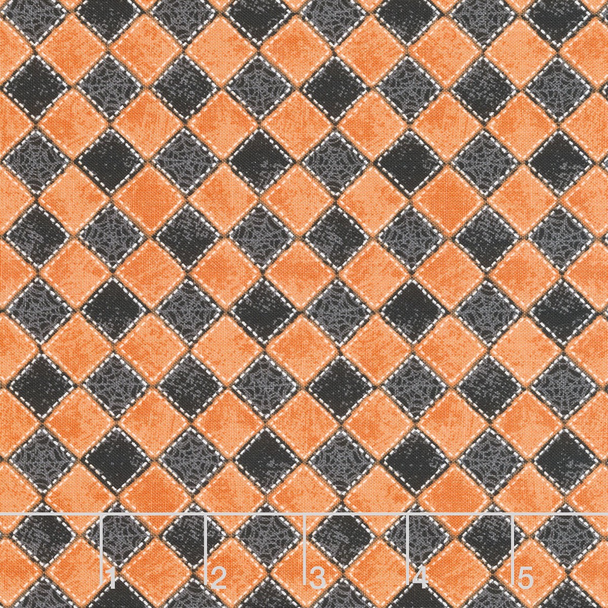 meow-gical-night-checkered-webs-orange-black-yardage